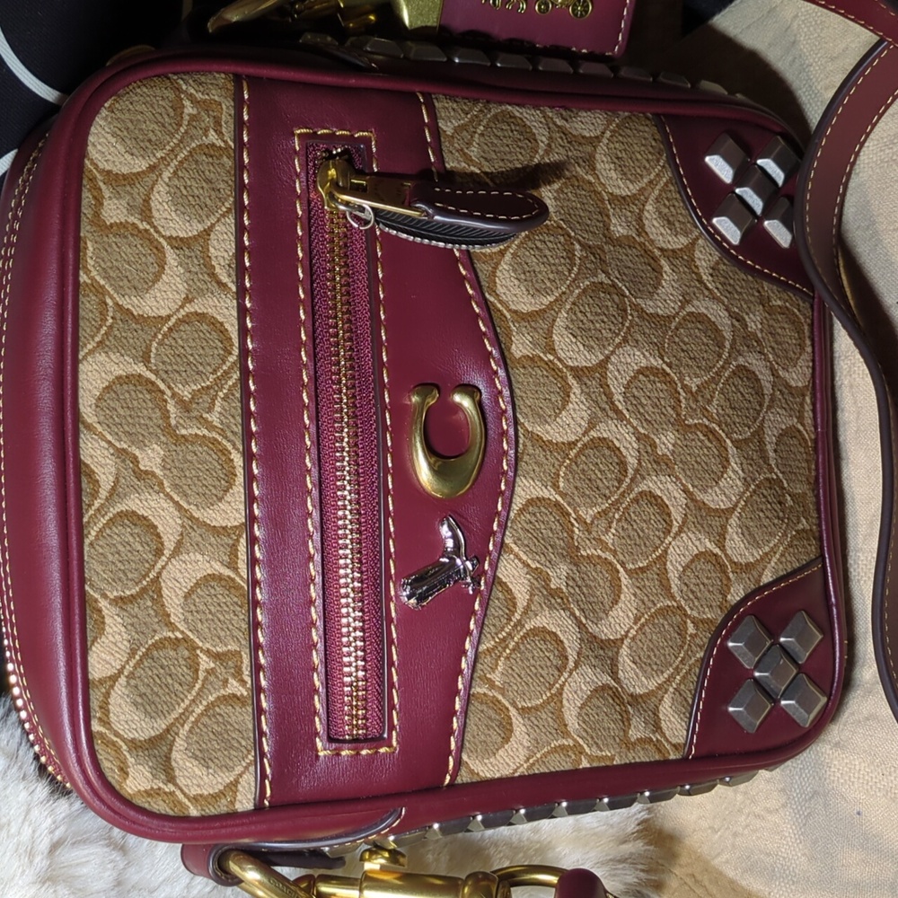 Coach Max 1941 Edition crossbody  Signature Jacquard With Pyramid Rivets $275 - Picture 13 of 13